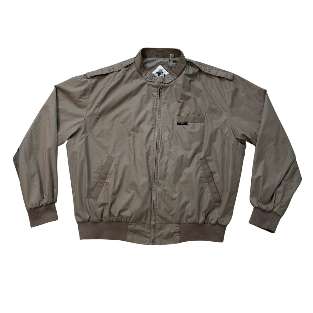 Vintage World Travel Club‎ Jacket Men's 2XLT Bomber Full Zip Lightweight Brown